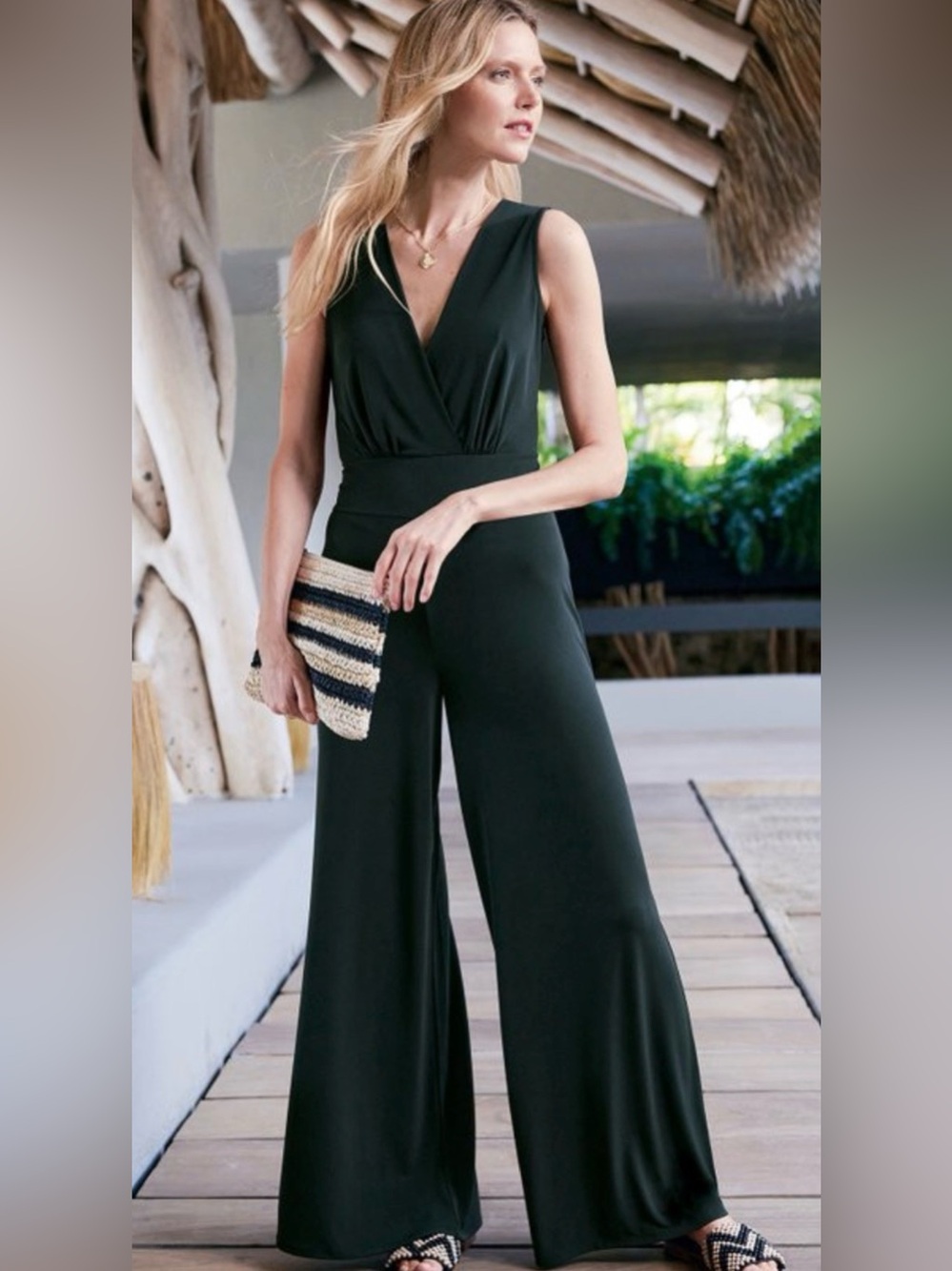 Soft Surroundings Penelope Sleeveless Black Jumpsuit Size Small